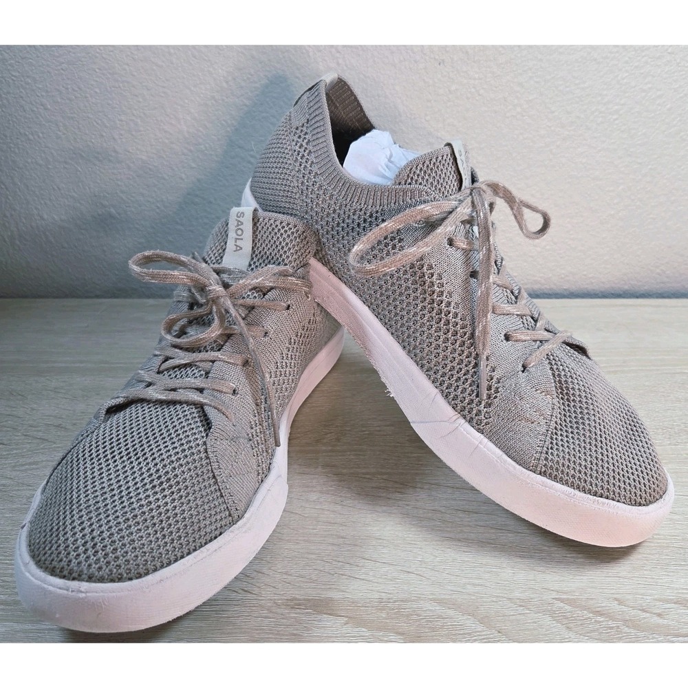 Saola Cannon Knit Sneakers Taupe Eco Knit Lace Up‎ Lightweight Shoes Women 10